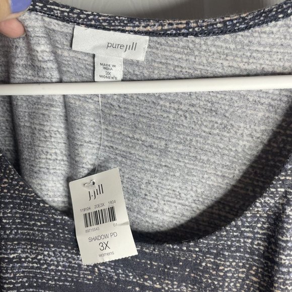 J. Jill Pure Jill Printed Shift Dress Women’s 3X Shadow Print Gray Knit New - Picture 3 of 7